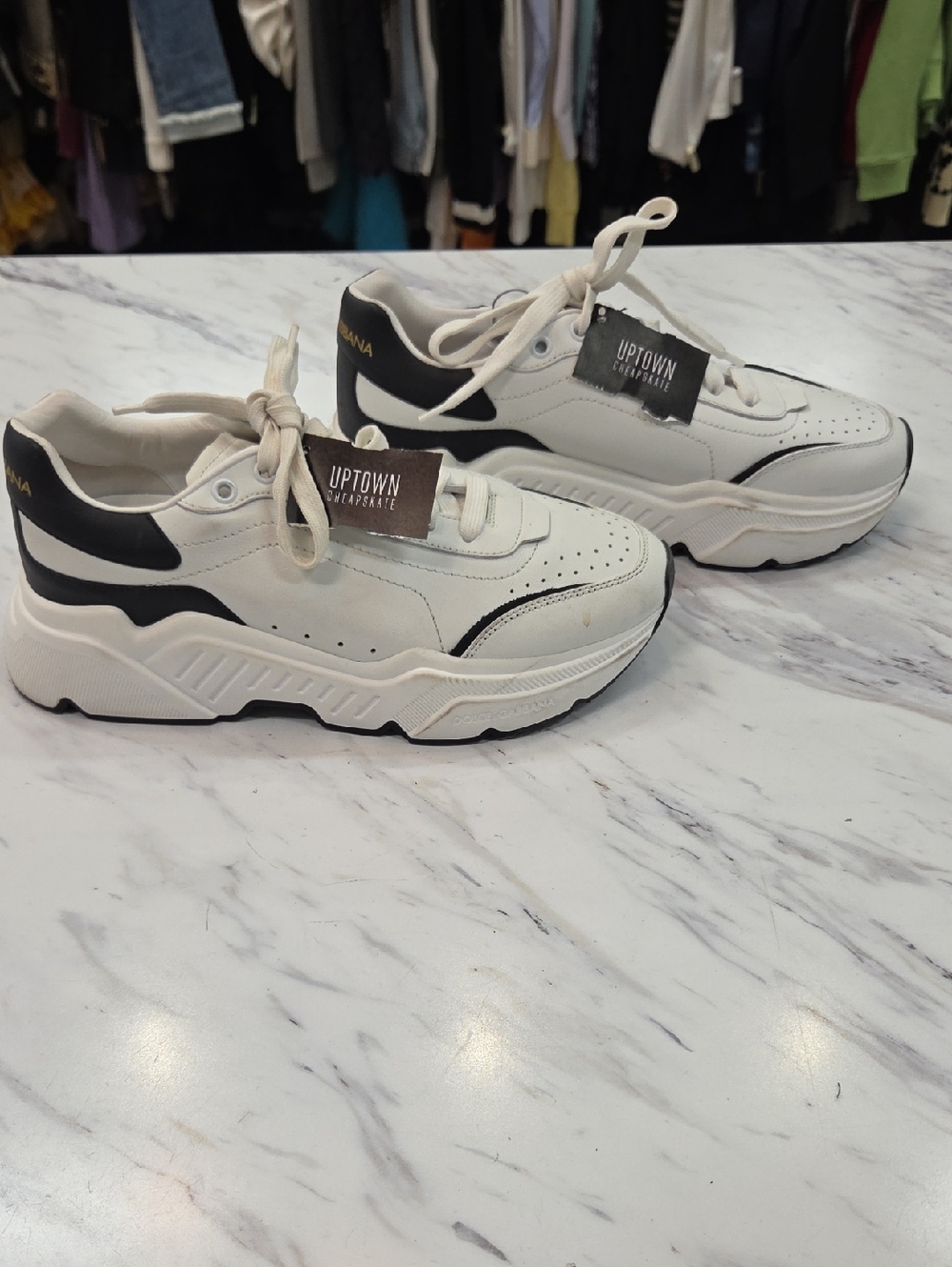 Dolce & Gabbana White and Black Platform Sneakers